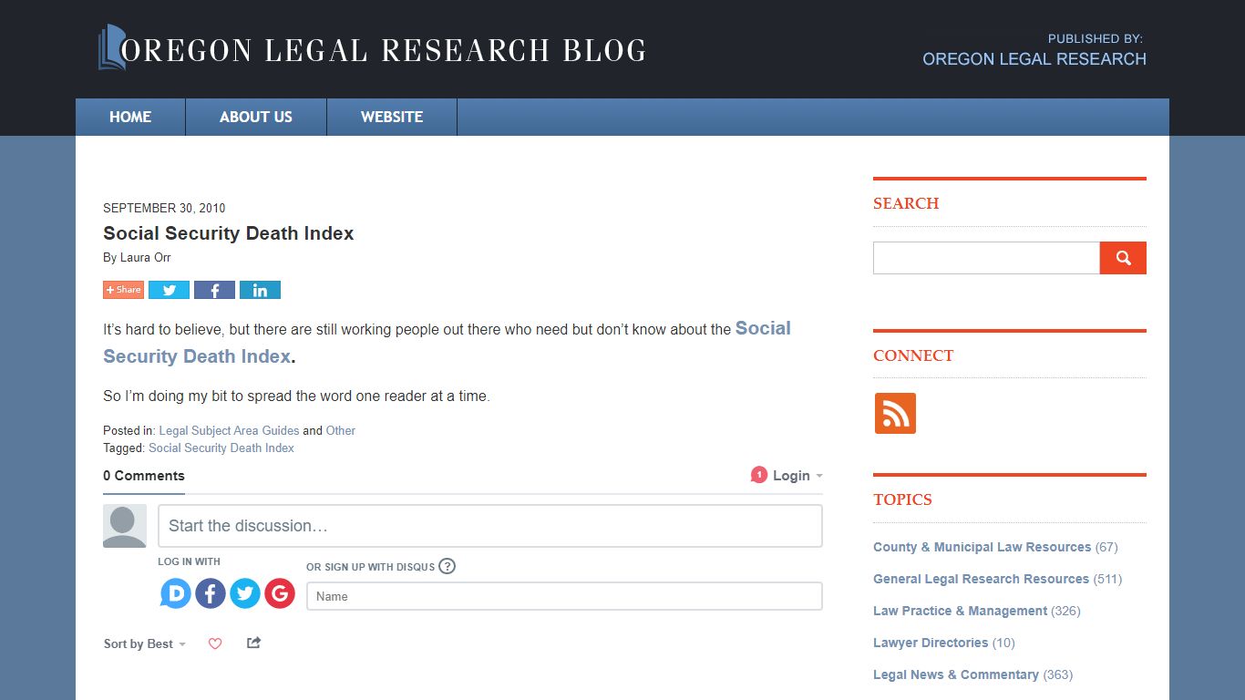 Social Security Death Index — Oregon Legal Research Blog — September 30 ...